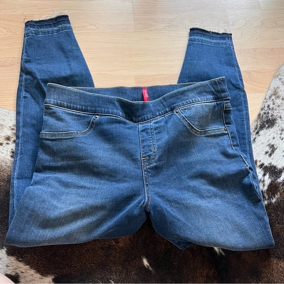 SPANX Distressed Denim Skinny Jean Leggings Size Large‎ - Picture 1 of 7